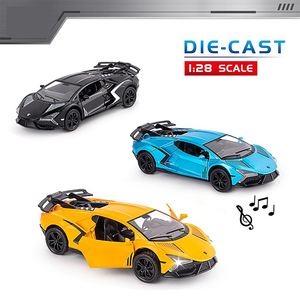 Coche de Juguete de Aleación Fundida a Presión a Escala 1:28 con Función de Retroceso, Luces y Música, Puertas Abribles, para Niños, Colección, Regalo de Cumpleaños - Product Image 2