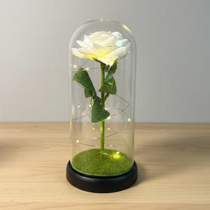 Rosa Preservada Romántica <span class=keywords><strong>en</strong></span> Cúpula de Cristal con Luz LED, Flor Individual, Regalo <span class=keywords><strong>para</strong></span> el Día de San Valentín, Aniversario, Decoración del Hogar, Decoración de Bodas - Product Image 3