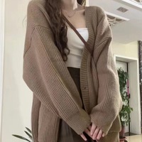 Suéter de punto de alta calidad para mujer, suéter de abrigo para mujer, chaqueta cárdigan suelta