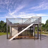 Maison conteneur modulaire mobile à deux étages avec terrasse, bureau et dortoir pour le personnel, résidence complète avec chambre