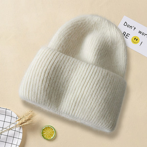 Knitted Hat Beanie Solid Color Warm Windproof Unisex 56-58Cm Casual Winter Hat - Product Image 1