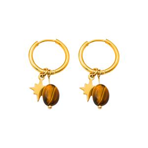 Orecchini pendenti impermeabili in acciaio inossidabile placcato oro 18K in pietra naturale ottetto Non appannato - Product Image 3