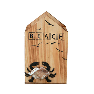 Wooden Crab Pen Holder Square Shape Uv Printing Beach Theme Office <b>Desk</b> Decor Gift - Product Image 4