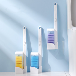 Cepillo de inodoro desechable para montar en la pared con cabezales de repuesto que se disuelven, juego de cepillos de limpieza para inodoro para uso doméstico, sin ángulos muertos. - Product Image 2