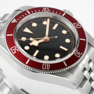 Usine ZF Montre de plongée automatique classique Boîtier en acier inoxydable de 41mm Lunette rouge Verre saphir Style sport - Product Image 3