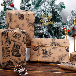 Wholesale 80g Double-Sided Kraft Print <b>Christmas</b> Custom 43cm X 10m Metallic <b>Paper</b> <b>Roll</b> <b>Wrapping</b> <b>Paper</b> for Packaging - Product Image 3