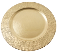Assiette de présentation ronde en plastique gaufré or pour mariage, banquet et événements