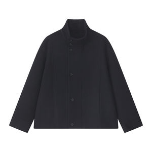 <span class=keywords><strong>Cappotto</strong></span> Invernale da <span class=keywords><strong>Uomo</strong></span> Nero in Lana Double-Face, Soprabito <span class=keywords><strong>Corto</strong></span> alla Moda con Bottoni - Product Image 5