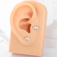 Pendiente de titanio Gaby G23 Classic ASTM de grado implante con parte trasera plana, tipo tragus, anodizado, con garra para labret