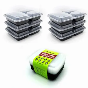 1000ml Disposable Microwavable Food Storage Meal Prep Containers Plastic Food Container With 3 Compartments