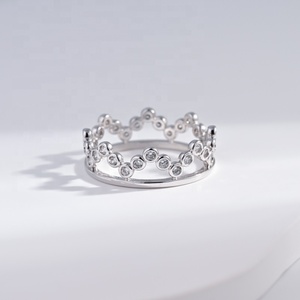 Bague en argent sterling 925 avec zirconium, ajustable, en or 18 carats, style marquise, pour mariage, pour filles, de luxe, épaisse et délicate - Product Image 1