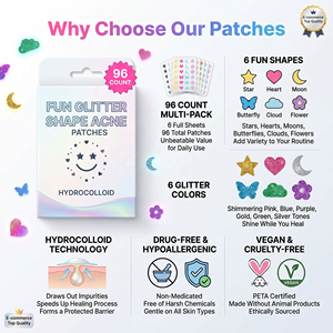Patchs anti-acné personnalisés en forme d'étoile noire colorée et mignonne, patchs anti-boutons scintillants amusants avec acide salicylique pour le <span class=keywords><strong>visage</strong></span> - Product Image 4