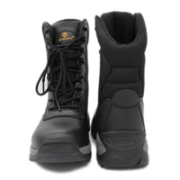 Bottes de combat tactiques Bottes de travail zippées en cuir noir avec embout en acier 200j Chaussures de sécurité pour hommes