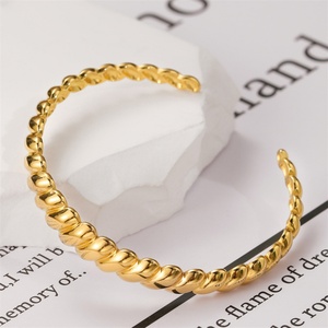 Sweatproof Waterproof Gold Jewelry Twist Rope Cuff <b>Bangle</b> <b>Bracelet</b> - Product Image 4