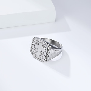 Men's Cross <b>Titanium</b> Steel <b>Ring</b> Black Pave Setting Religious Jewelry Everyday Wear - Product Image 2