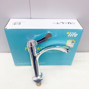 Grifo monomando para lavabo, montaje en cubierta, cromo, moderno, con válvula de plástico, un solo orificio - Product Image 5