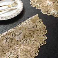Nappe de table classique ronde en PVC, couleur or métallique, pour mariage, dîner, isolante thermiquement, écologique