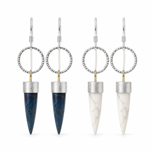 Orecchini Pendenti Vintage a Forma di Proiettile con Pietra Blu, Motivo Marmorizzato, Orecchini Pendenti Statement per Donne - Product Image 1