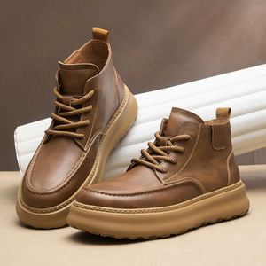 Autumn High Quality Men's Classic Leather <b>Boots</b> Height-Increasing Plus Size Men's Cowhide <b>Boots</b> Fashionable New Style - Product Image 2