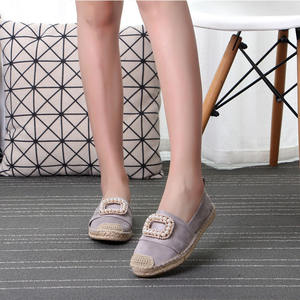 2024 Design personalizzato di fabbrica Super <span class=keywords><strong>espadrillas</strong></span> per le donne scarpe da pescatore con testa in <span class=keywords><strong>paglia</strong></span> di cristallo con chiusura quadrata a diamante - Product Image 6