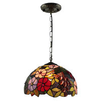 Lampe suspendue Tifany colorée personnalisée Antique fleur rouge abat-jour en verre teinté lampe suspendue vintage lustre en verre