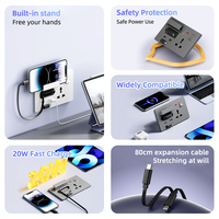 Enchufe de Pared USB Tipo-C Universal de Carga Rápida KSQ 20W, Cable de Carga Retráctil, Diseño Moderno para PC, Interruptores y Enchufes para el Hogar 2