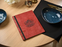Carpeta de Menú de Madera con Correa de Cuero, Cubierta para Lista de Vinos de Restaurante, Porta Menús Personalizado