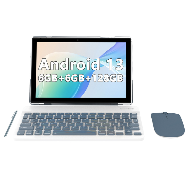 10.1 Inch Pulgadas Android 13 Tablet Business Gaming RAM 6GB+6GB HDD 128GB 6000MAH Battery Wifi  Quad Core Tablet with Keyboard