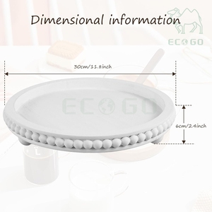 Home Decor <b>White</b> <b>Round</b> Coffee <b>Table</b> Wood Beaded Cosmetics Storage Serving Tray Jewelry Display Stand - Product Image 2