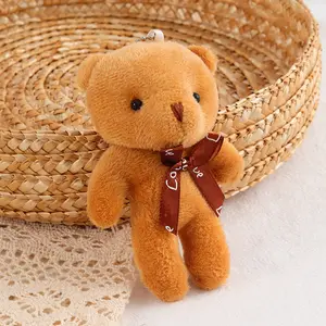 Petit ours polaire Push porte-clés ours mignon porte-clés sac à dos pendentif peluche poupée avec porte-clés cadeau de fête d'anniversaire