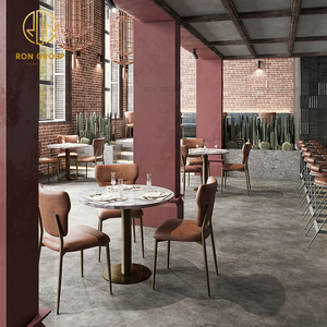 Muebles Modernos Comerciales de Piedra Sinterizada Redonda para Cafetería y <span class=keywords><strong>Restaurante</strong></span> de Comida Rápida, Juego de Mesa y Sillas con Asientos Tipo Sofá - Product Image 6