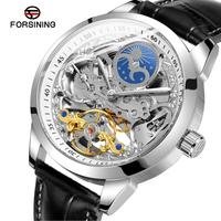 Forsinting — montre-bracelet de luxe pour hommes, résistante à l'eau, double Zone de lune, squelette, automatique, mécanique, nouveau
