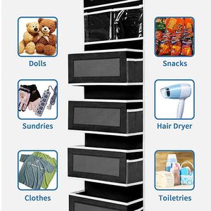 Wholesale Black 2 Pack 5-Shelf Over Door <b>Organization</b> <b>Storage</b> Hanging Closet Organizers With Side Pocket - Product Image 2