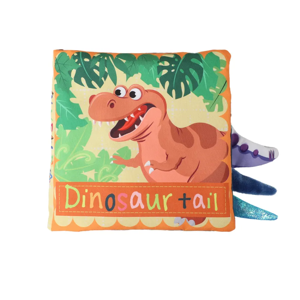 Top Seller educazione precoce CPC morbido libro di stoffa per bambini lavabile di dinosauro coda di tessuto libro per i bambini regalo