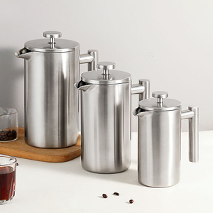 Presse <span class=keywords><strong>à</strong></span> café française en acier inoxydable pour voyage, portable, argentée, <span class=keywords><strong>à</strong></span> double paroi - Product Image 4