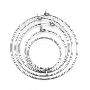 Pendientes de aro de acero inoxidable con forma de círculo, unisex, para uso diario H1019 - Product Image 1