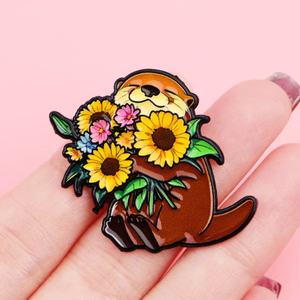 Broches en métal en gros, motifs animaux (<span class=keywords><strong>chat</strong></span>, chien) et citations, impression UV, broches créatives avec lettres anglaises, épingles de mode pour vêtements - Product Image 2