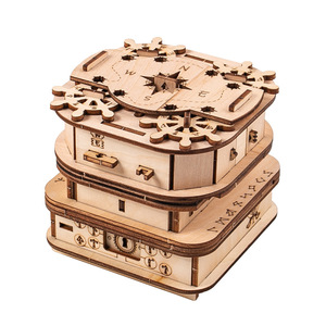 Creative wooden jigsaw puzzle pieces Magic Building blocks Treasure Girl storage box Jewelry box toys