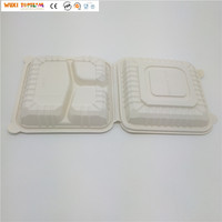 Boîtes de vaisselle jetables biodégradables en amidon de maïs à 3 compartiments de 9 pouces, robustes, pour le camping et les plats à emporter