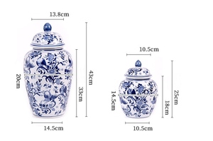 <span class=keywords><strong>2023</strong></span> vase en céramique <span class=keywords><strong>tendance</strong></span> bleu et blanc décoration de la maison nordique pots de gingembre en céramique de luxe ensemble 3 - Product Image 5