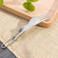 Fourchette pliante légère en titane sablé gris argenté pour camping, randonnée, voyage, couverts écologiques réutilisables