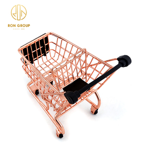 Groothandel Restaurant Keuken Mini Supermarkt Trolley Winkelwagen Staal Goud Frieten Mand Metalen Snacks Trolley - Product Image 4
