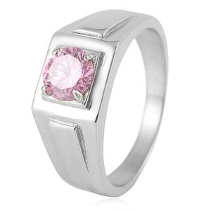 yunnique Men's Stainless Steel Wedding <b>Ring</b> Geometric Shape Prong Setting Crystal Stone Fashion Jewelry - Product Image 4