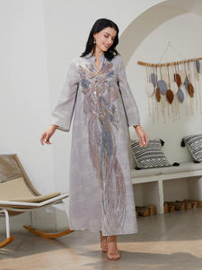 Abito da sera da donna alla moda per Eid, stile caftano arabo di Dubai, Abaya, Hijab musulmano turco - Modesto ed elegante - Vendita all'ingrosso - Product Image 1