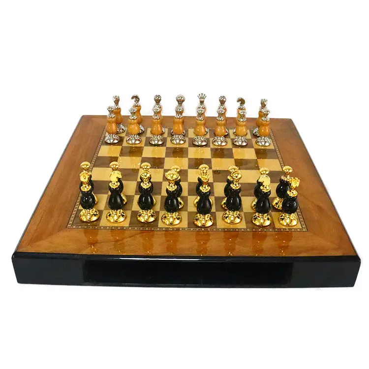 레트로 세트 프리미엄 여행 북유럽 40 X40 X4.5 조각 고품질 금속 체스 체스 럭셔리 세트 판매