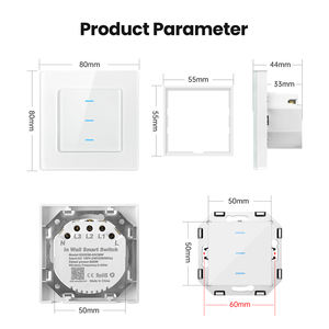 Interruptor inteligente de pared <span class=keywords><strong>con</strong></span> Wifi, Panel de <span class=keywords><strong>pantalla</strong></span> táctil de vidrio, 1/2/3 entradas, App Tuya - Product Image 6