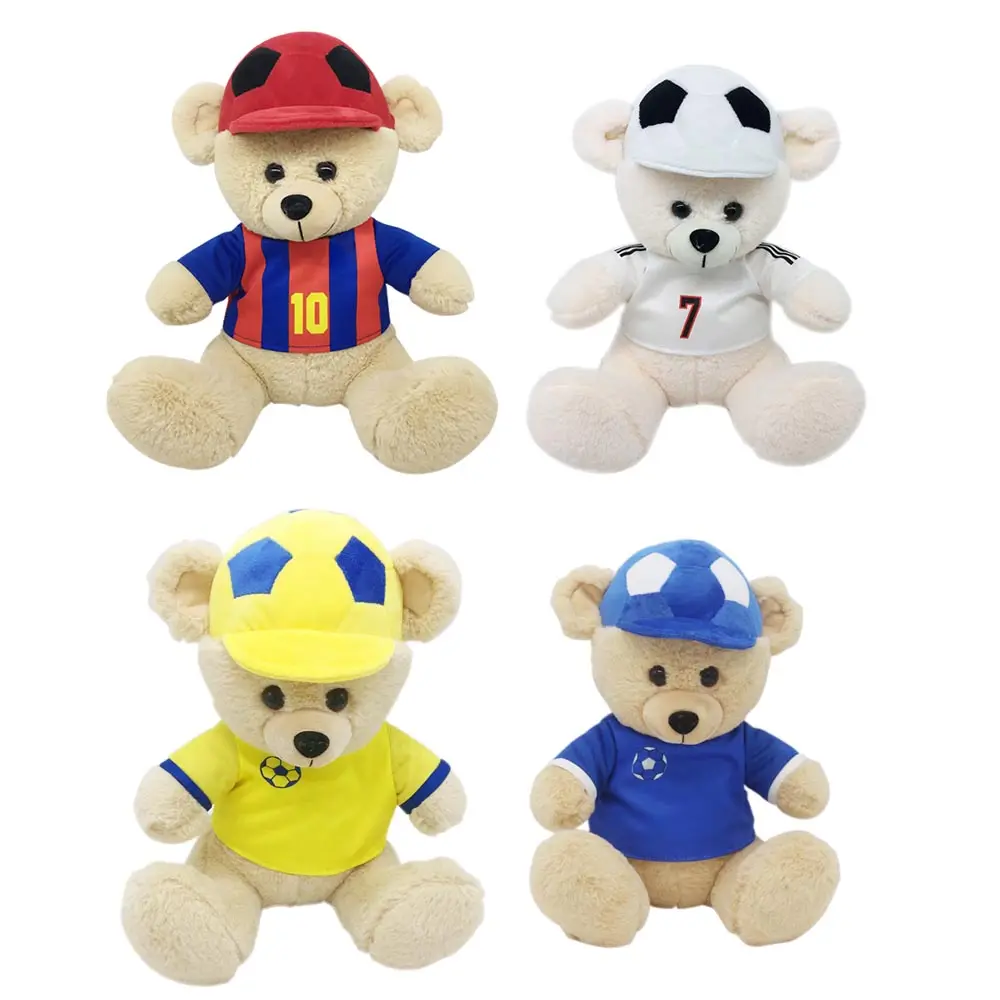 Urso de pelúcia personalizado, urso de pelúcia personalizado com 20cm 25cm, camiseta de futebol, brinquedo macio, enchido, animal de pelúcia brinquedo,