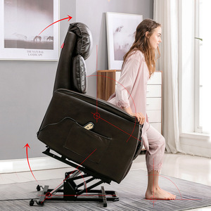 Fauteuil inclinable électrique avec fonction d'assistance à la position debout pour personnes âgées et usage post-partum, en cuir véritable et tissu, canapé de salon - Product Image 1
