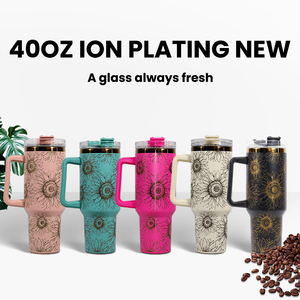 Hot Sell 40oz Stainless Steel Tumbler <b>Straw</b> Handgrip Gold Rainbow Plated Laser Engraving Thermal Insulation >12 Hours Portable - Product Image 6