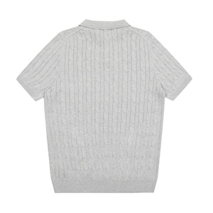 Camiseta de Algodón Transpirable para Hombre, Modelo SS25, Color Sólido para Bordado, Suéter de Punto Trenzado de Manga Corta - Product Image 5